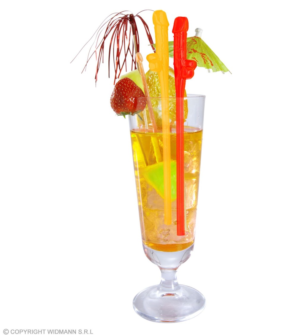 Barevná brčka s penisem