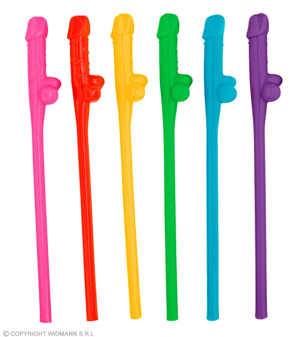 Barevná brčka s penisem