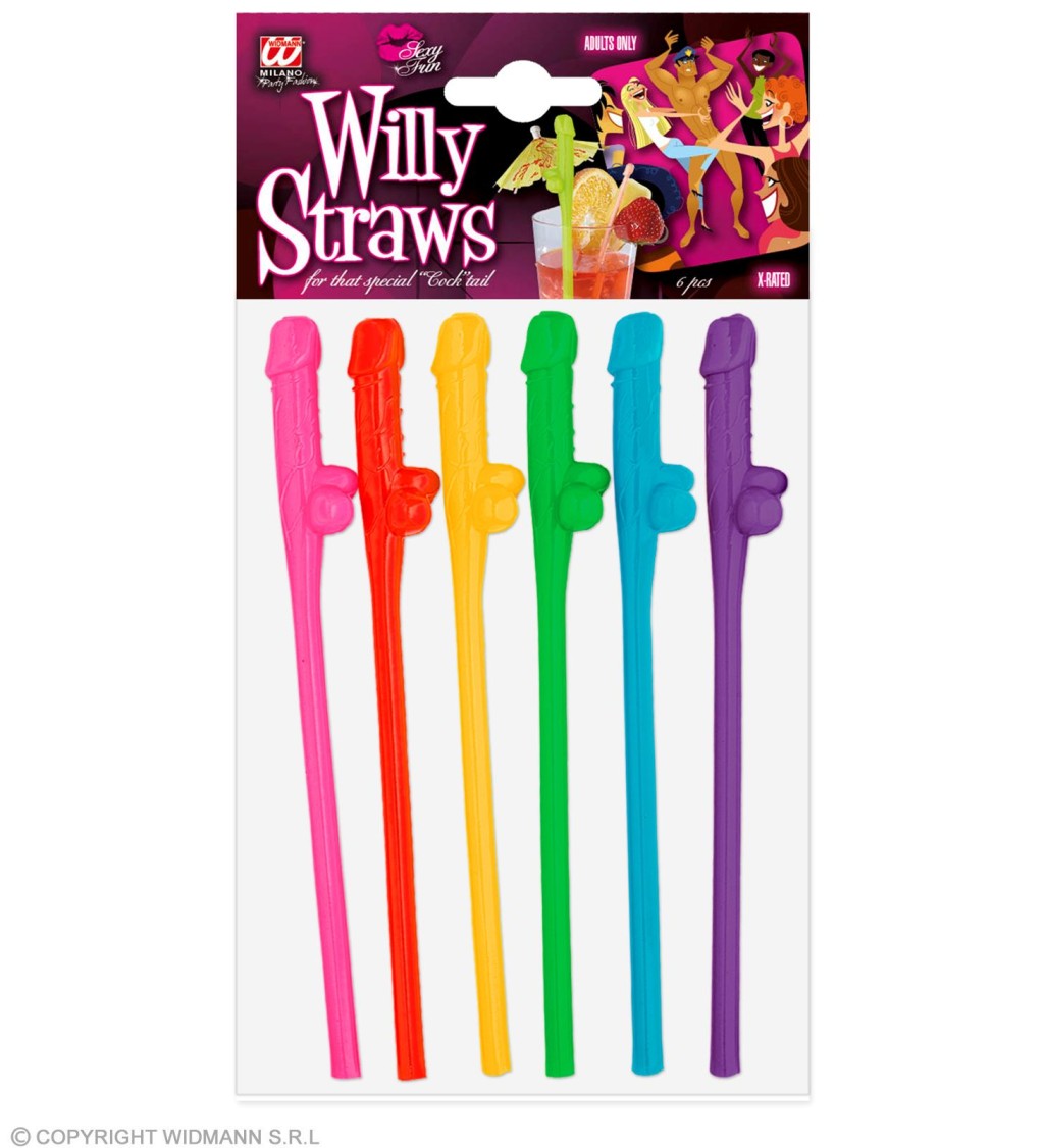 Barevná brčka s penisem