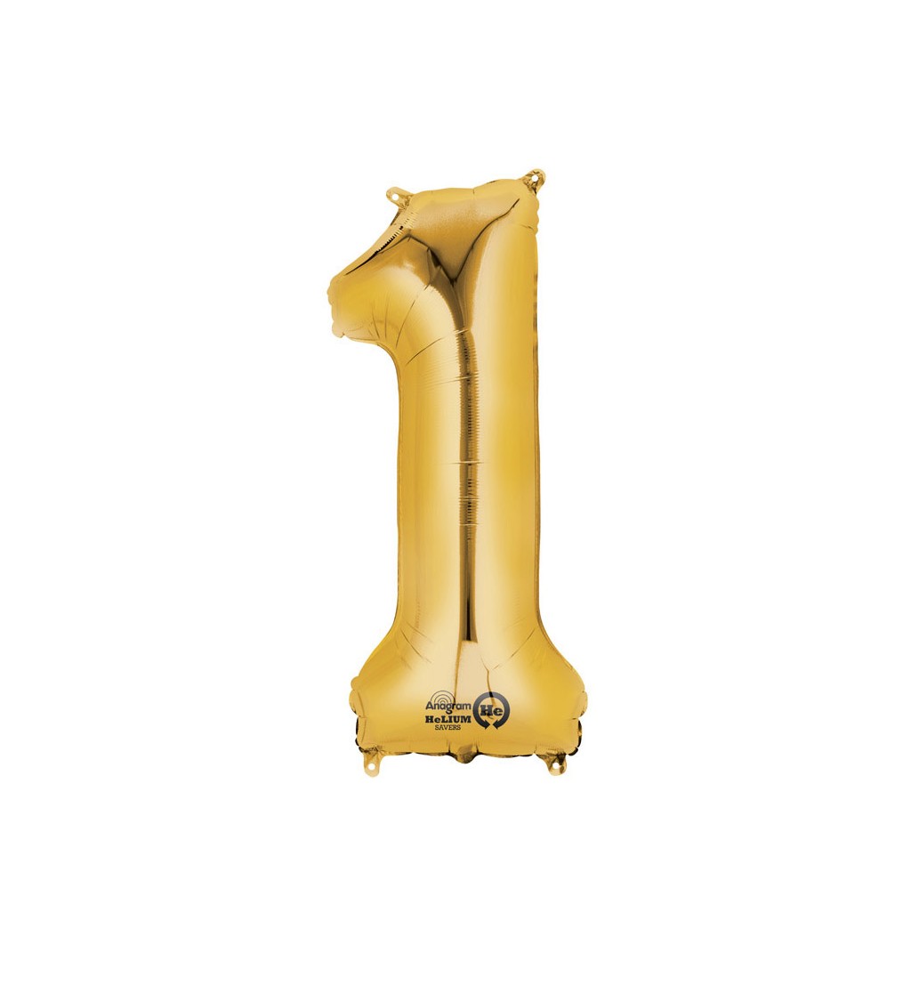 Zlatý velký fóliový balónek - číslo 1