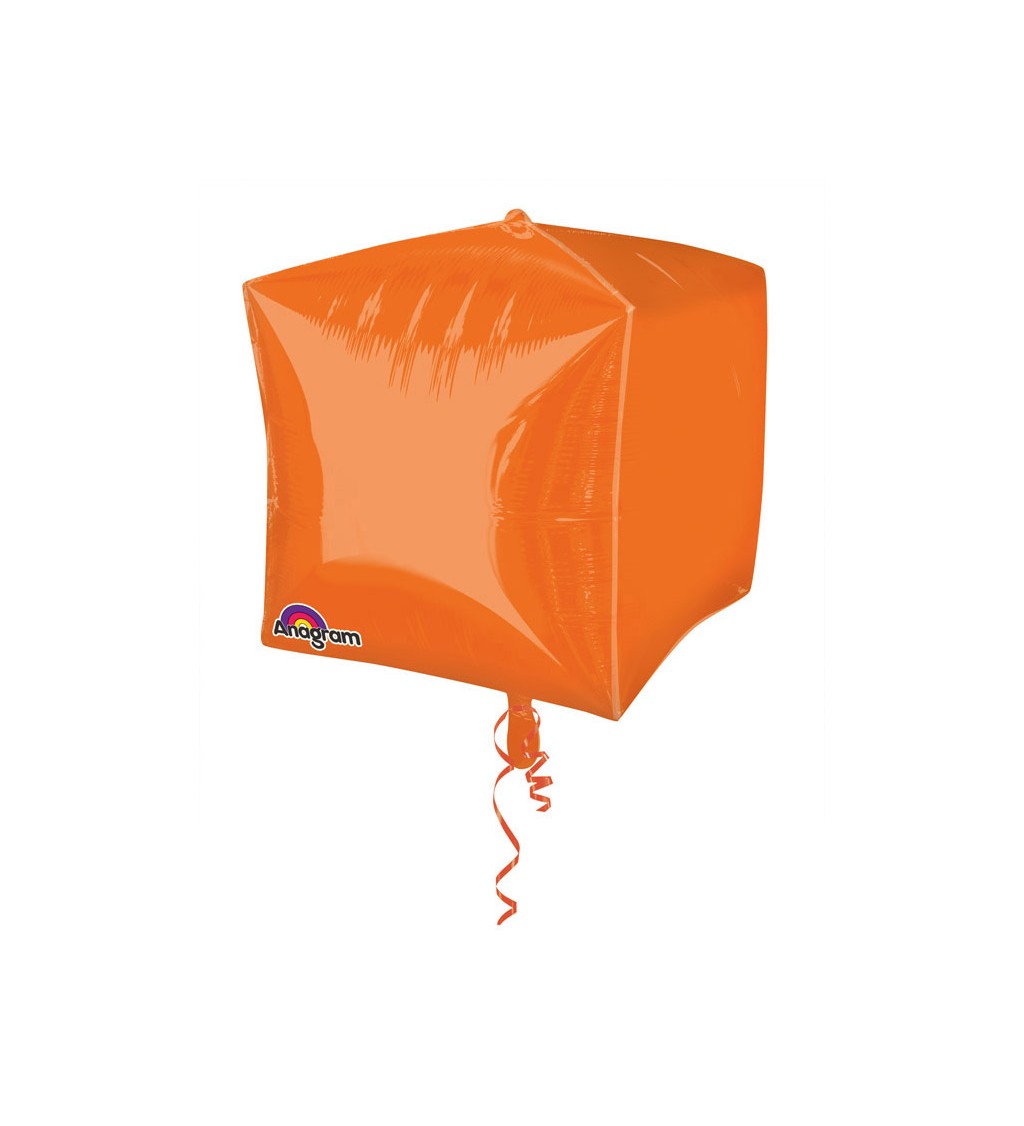Fóliový balónek ve tvaru kostky - oranžová