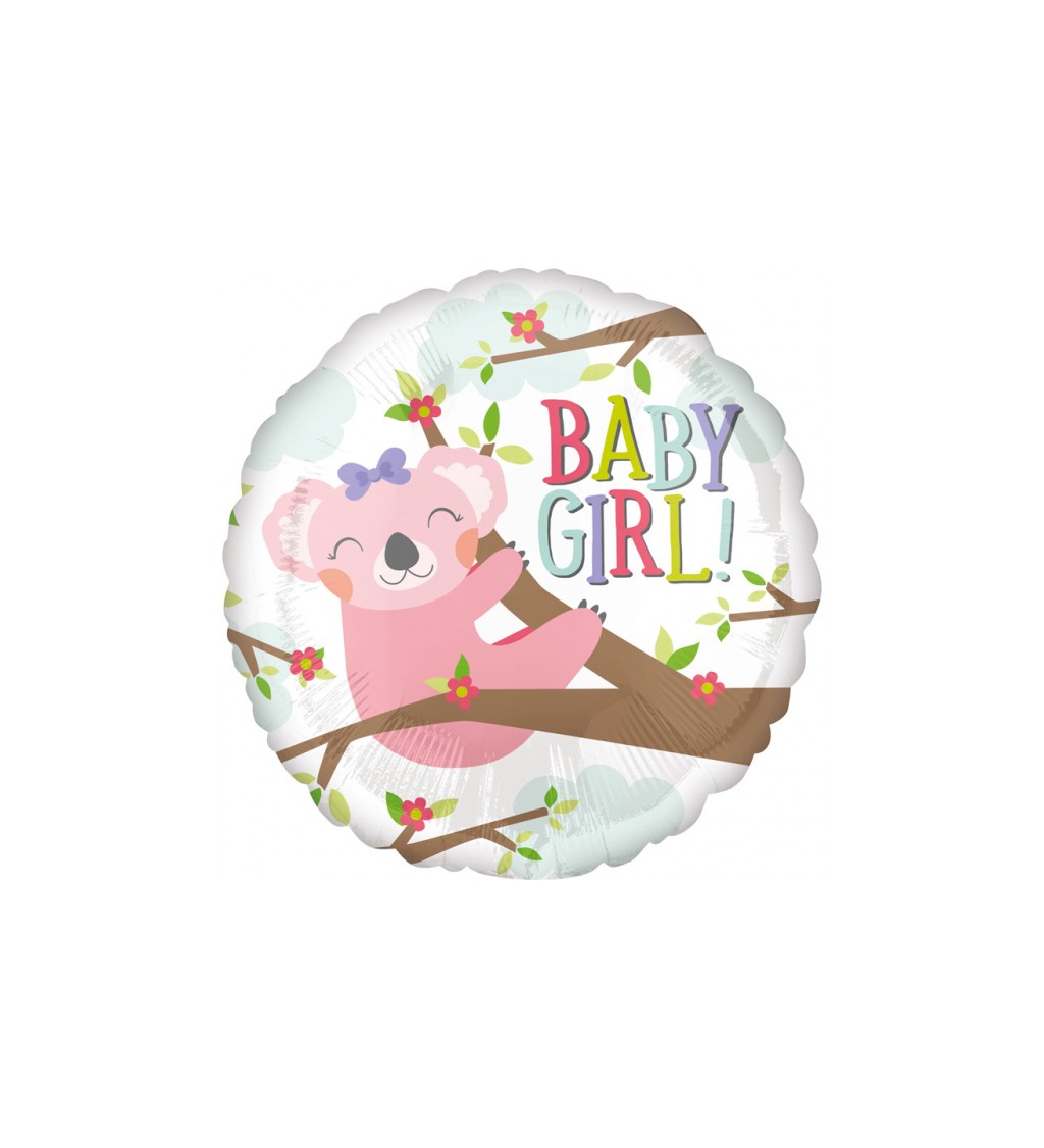 Koala - baby girl fóliový balónek