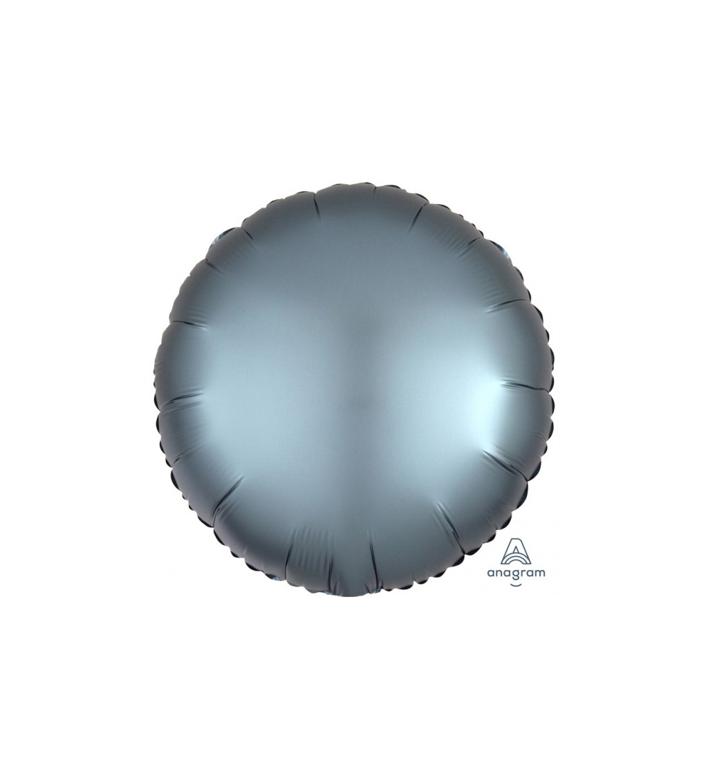 Šedomodrý fóliový balónek - kulatý