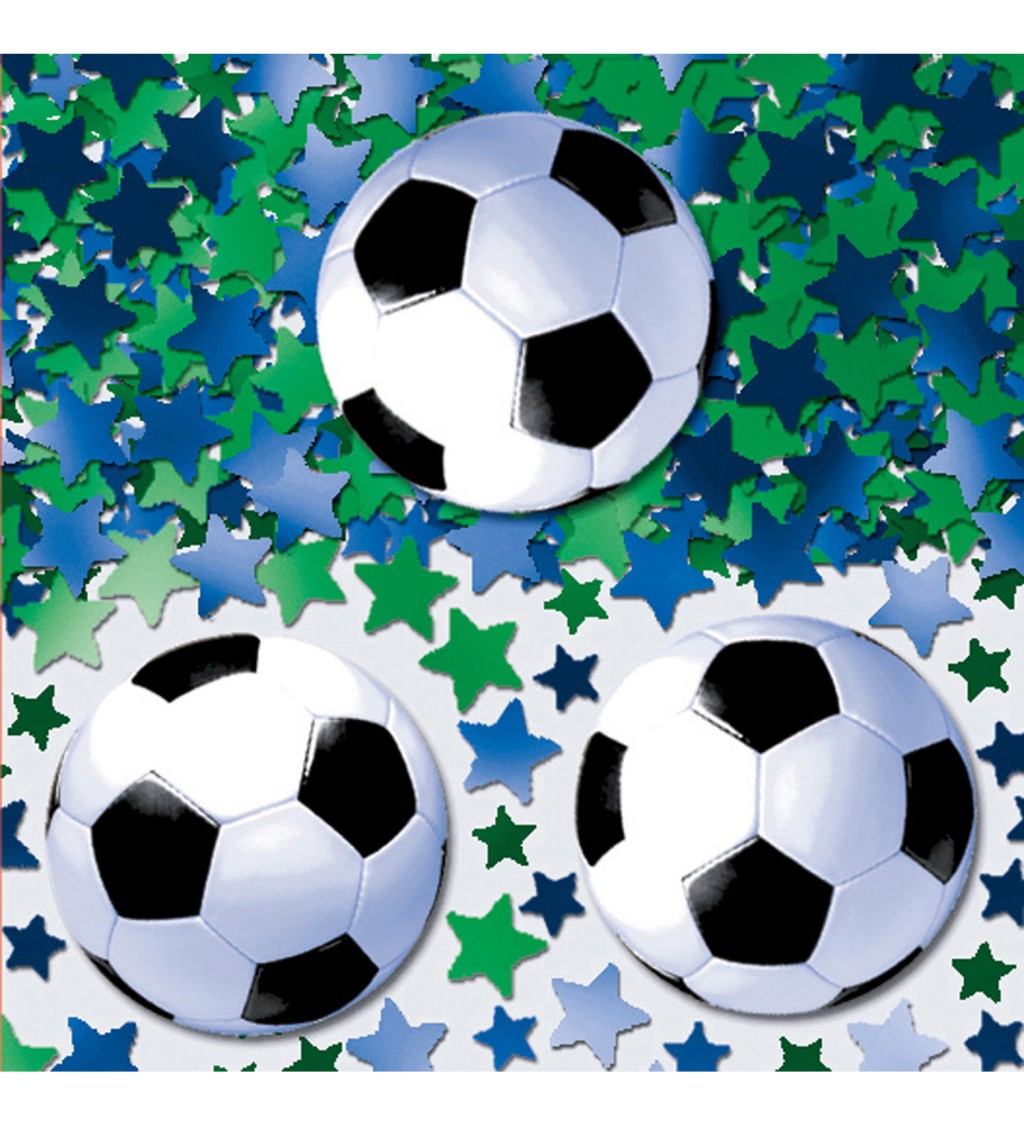 Konfety ve formě hvězdiček a fotbalových míčů