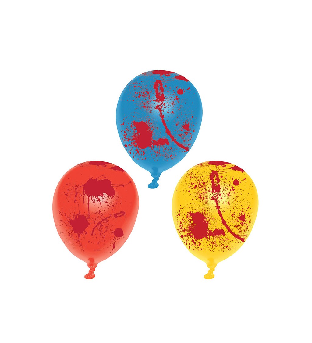 Barevné balónky s krvavými cákanci