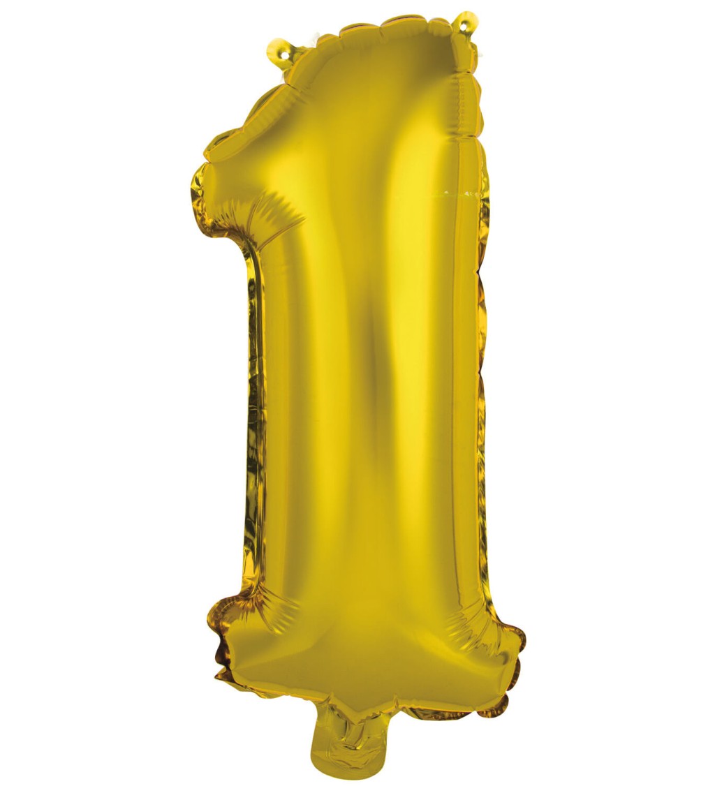 Zlatý fóliový mini balónek číslo 1