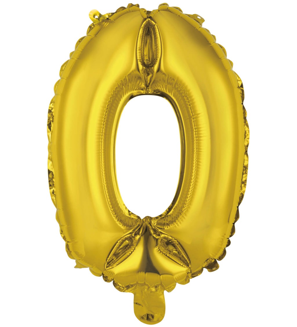 Zlatý fóliový mini balónek číslo 0