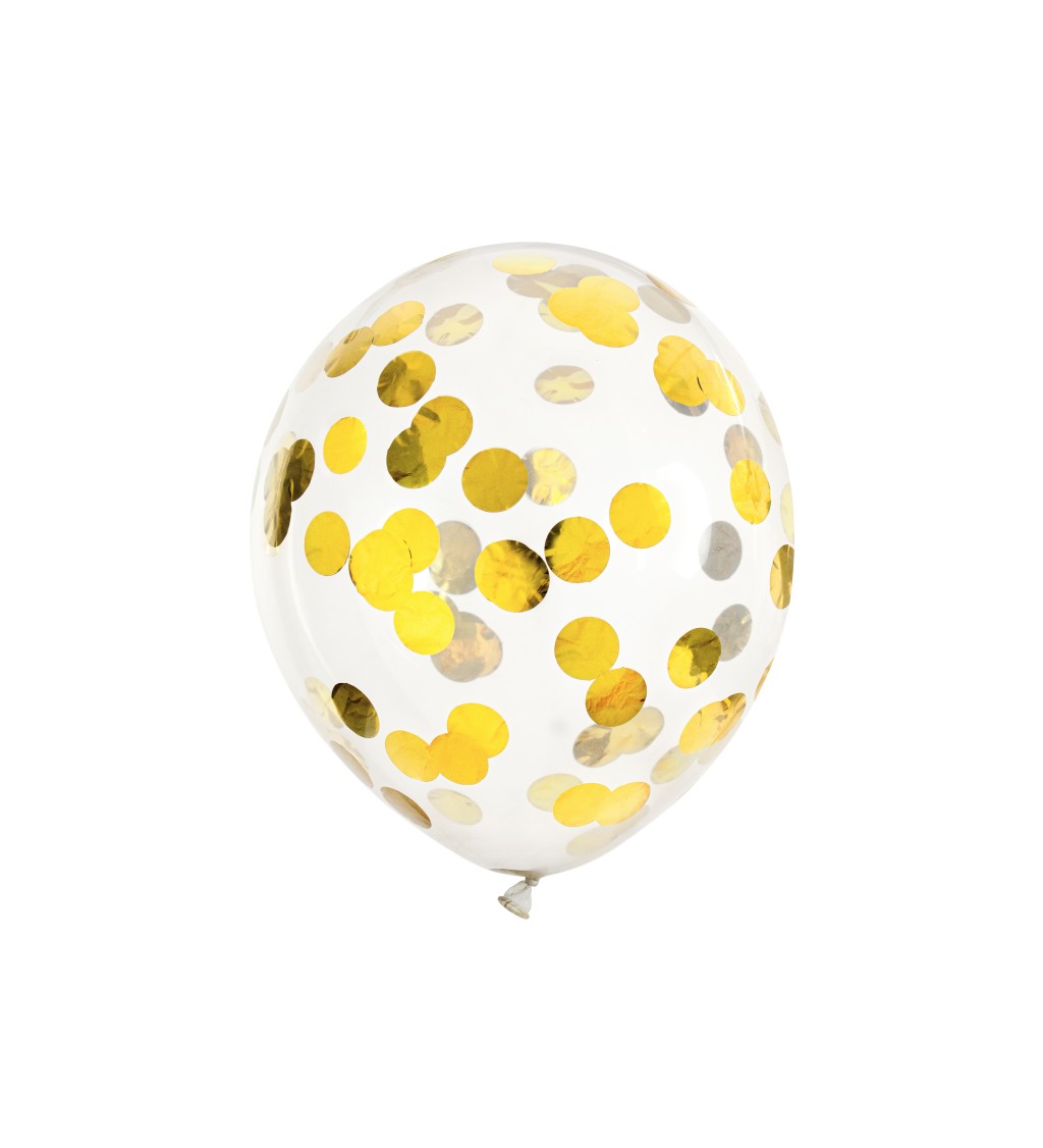 Průhledné balónky se zlatými konfetami