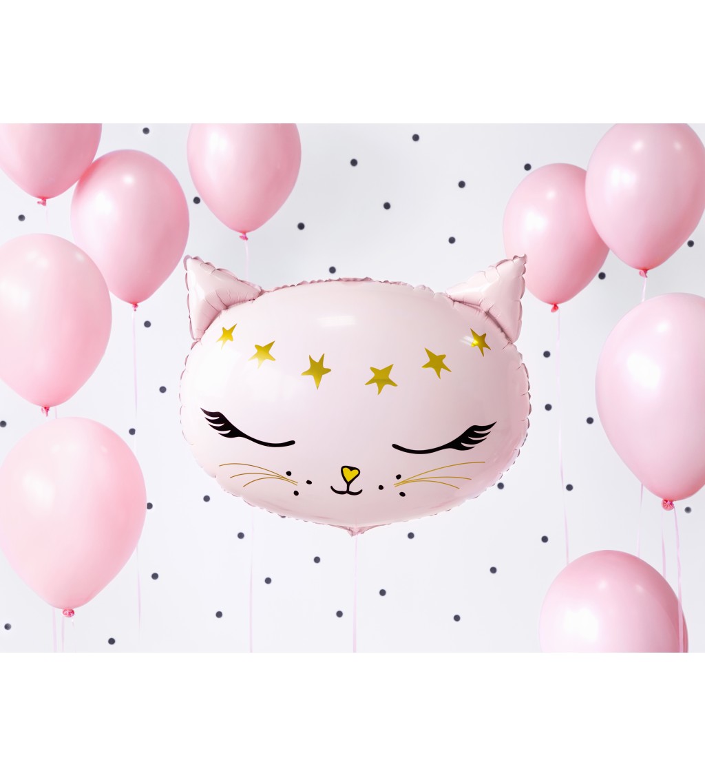 Fóliový balónek Kočička - růžový
