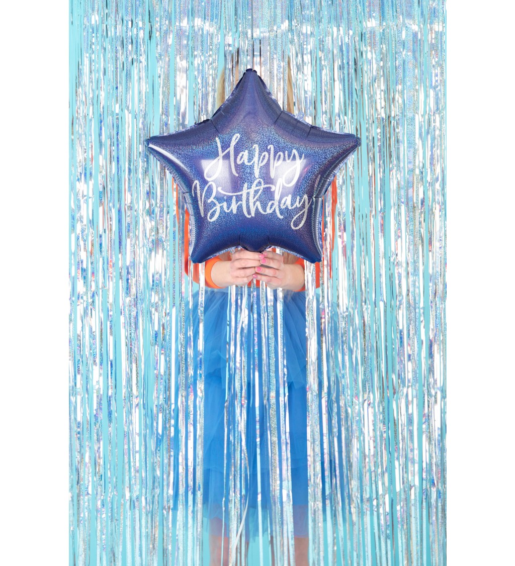 Fóliový balónek Happy Birthday-modrá hvězda
