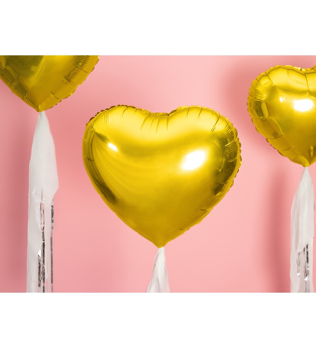 Zlaté srdce - fóliový balónek