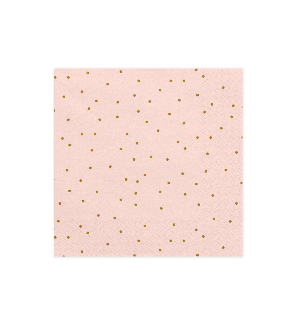 Růžové ubrousky se zlatými puntíky