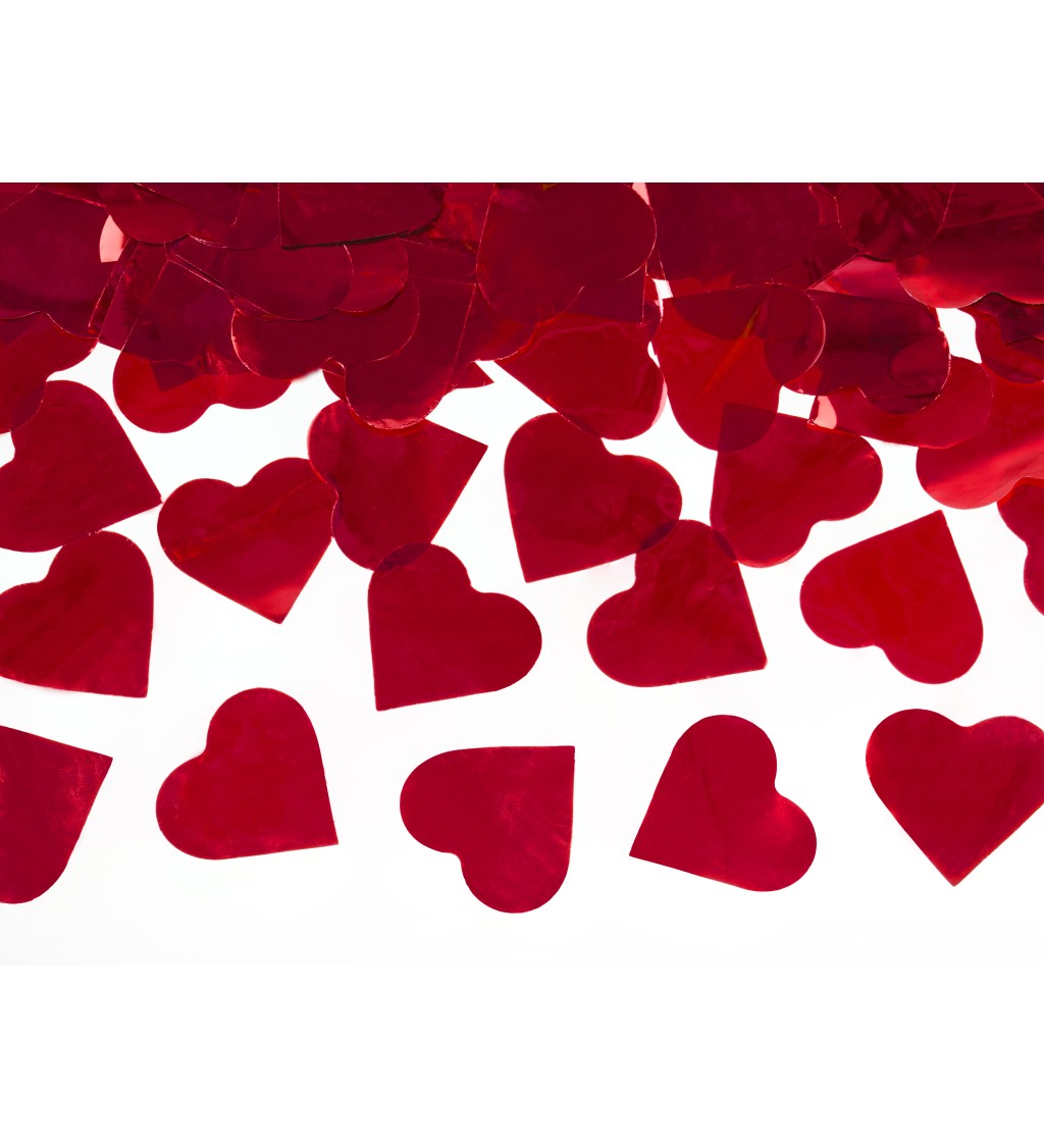 Vystřelovací konfety - červená srdce, 60 cm