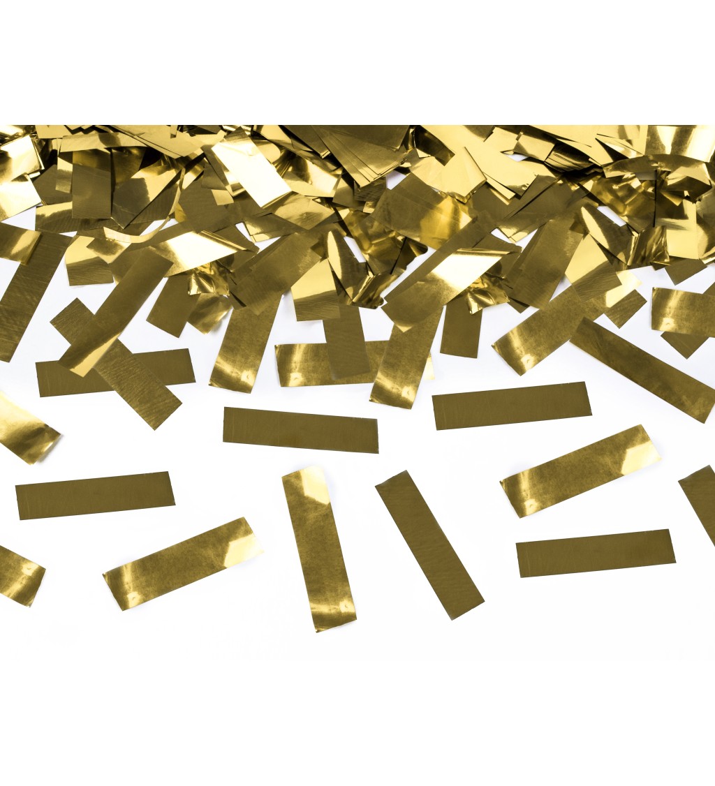 Vystřelovací konfety - zlaté pásky, 40 cm