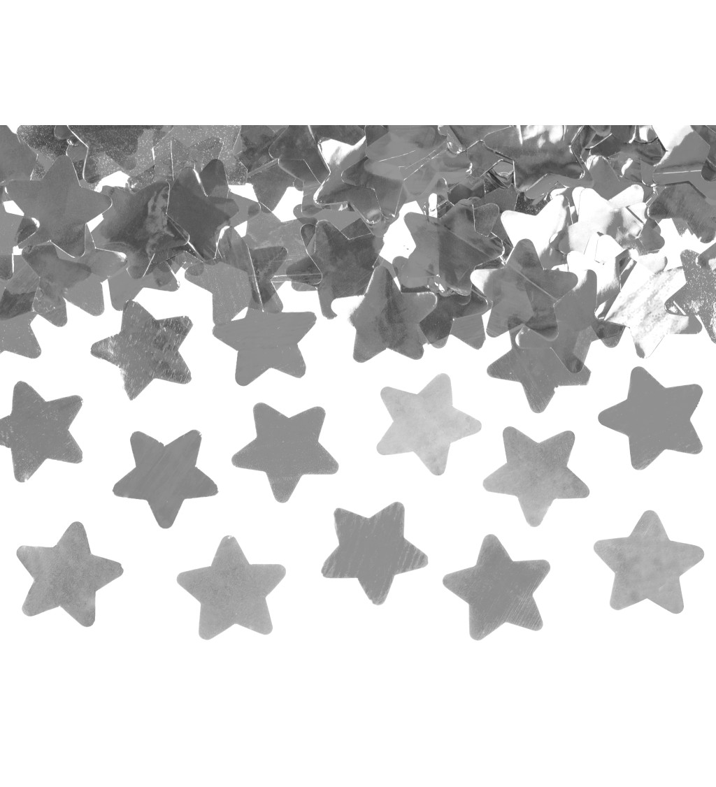 Vystřelovací konfety - stříbrné hvězdičky, 80 cm