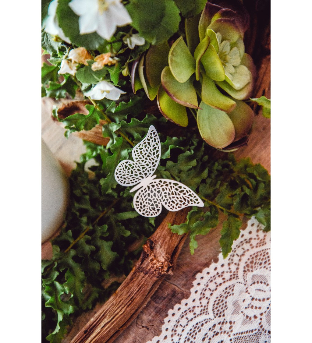Papíroví dekorační motýlci - bílí V