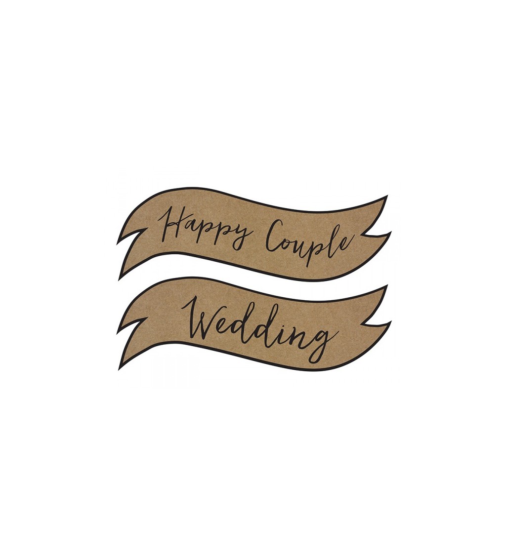 Cedulky svatební s nápisem - Happy Couple, Wedding