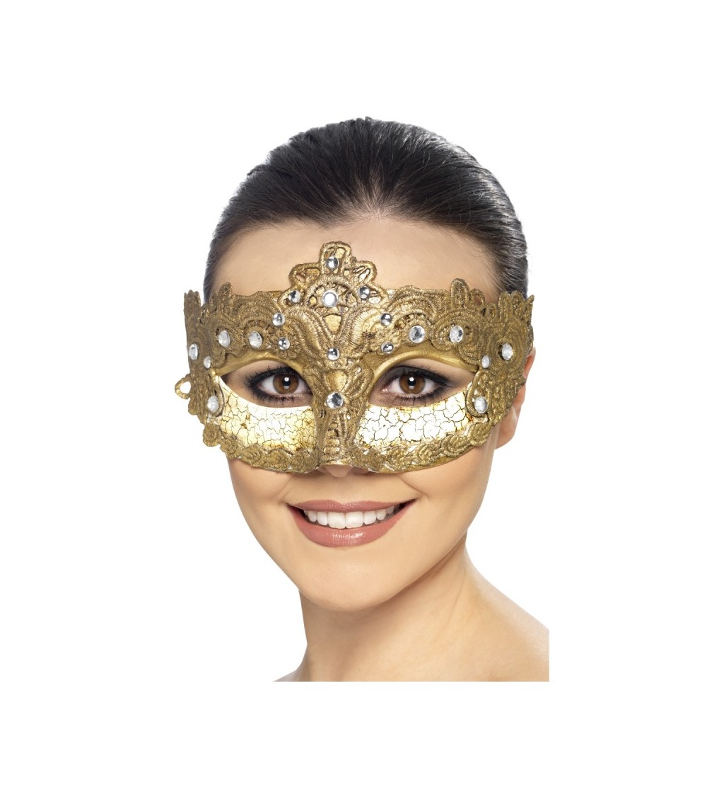 Benátská maska - barva zlatá