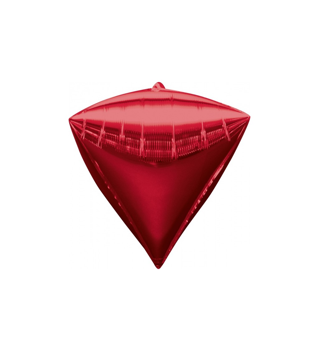 Fóliový balónek ve tvaru diamantu - červený