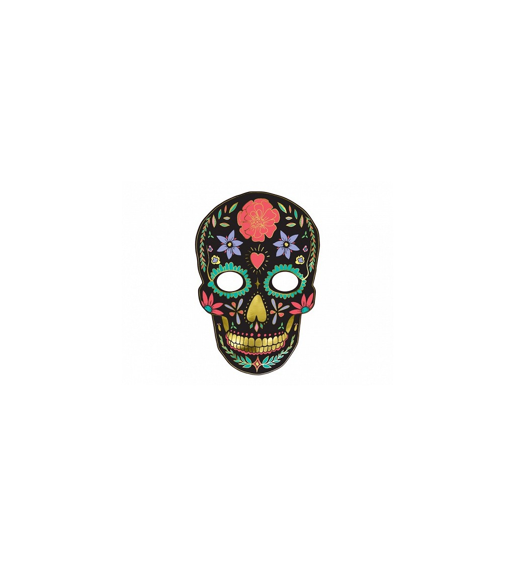 Mexická maska - černá lebka