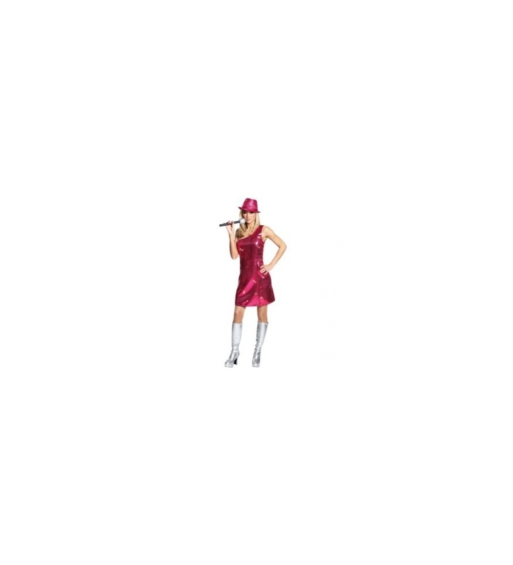 Kostým - Disco šaty, barva růžová