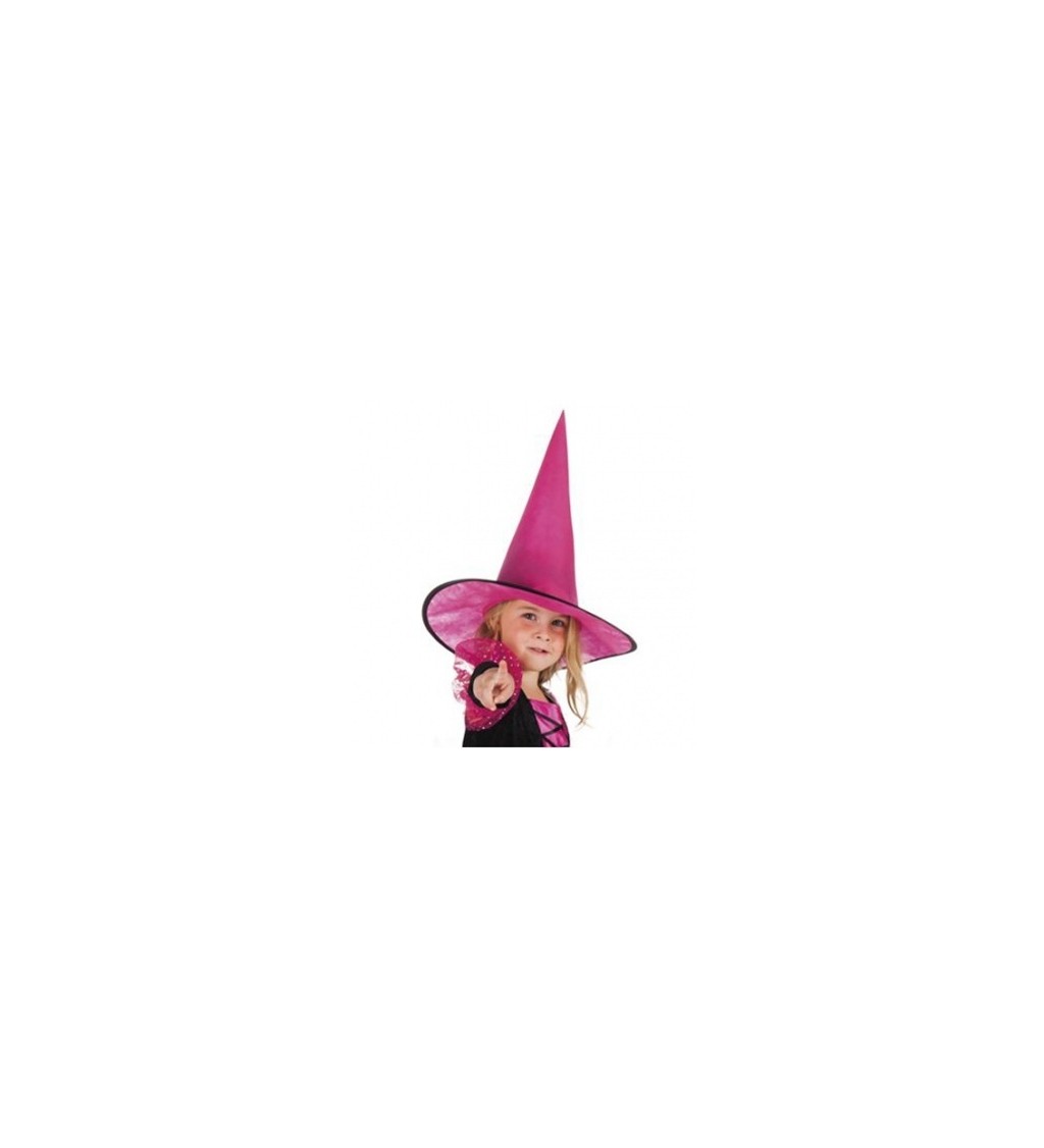 Dětský čarodějnický klobouk - barva růžová