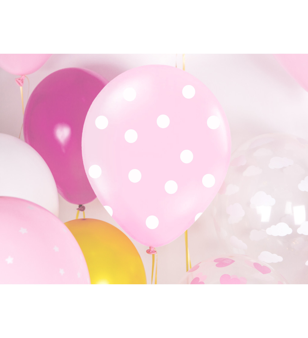 Balónek růžový - bílé puntíky