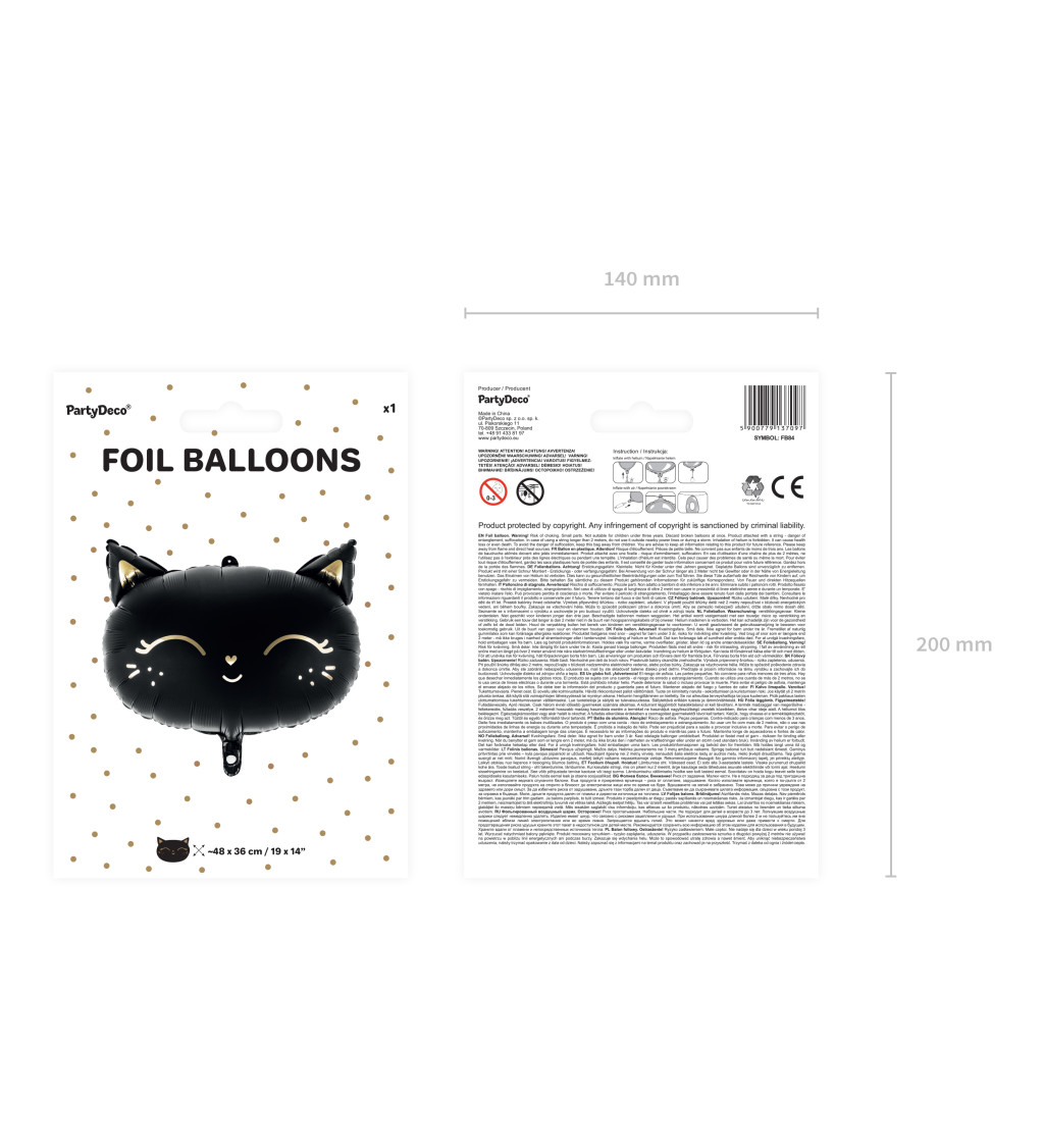 Balónek kočičí hlava - černá