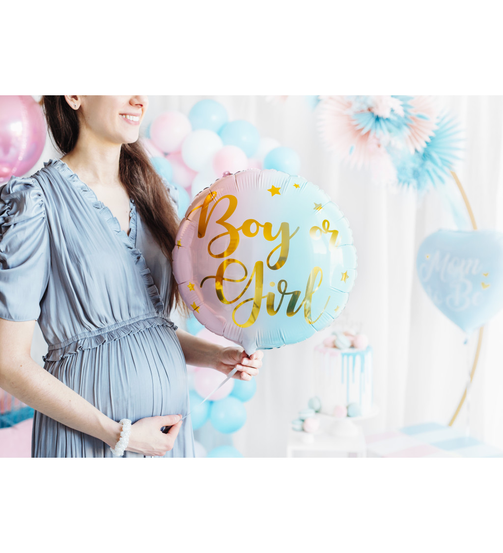 Lesklý balónek se zlatým nápisem Boy or Girl