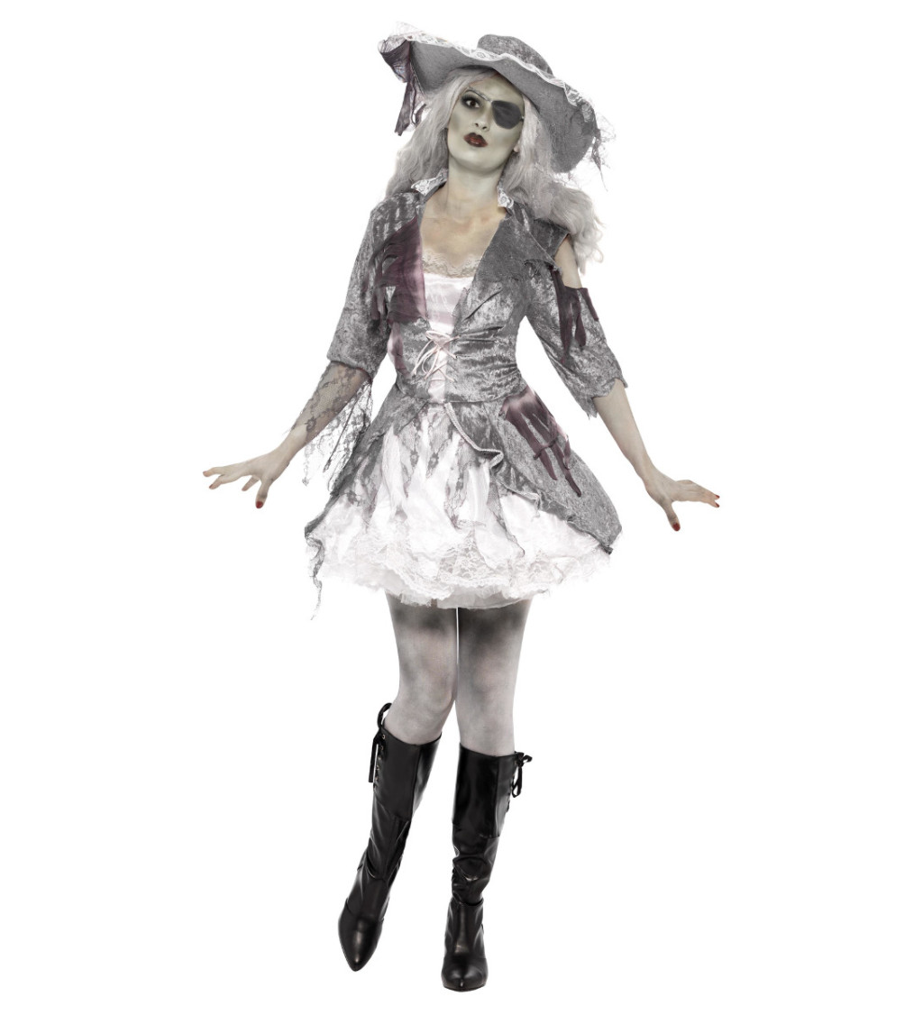 Kostým - Zombie pirátka, deluxe