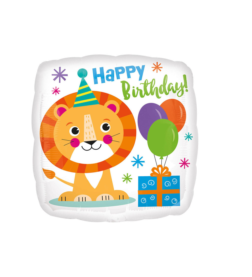 Fóliový balónek- Lev Happy Birthday