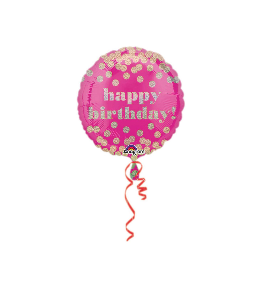 Balónek happy birthday - růžový