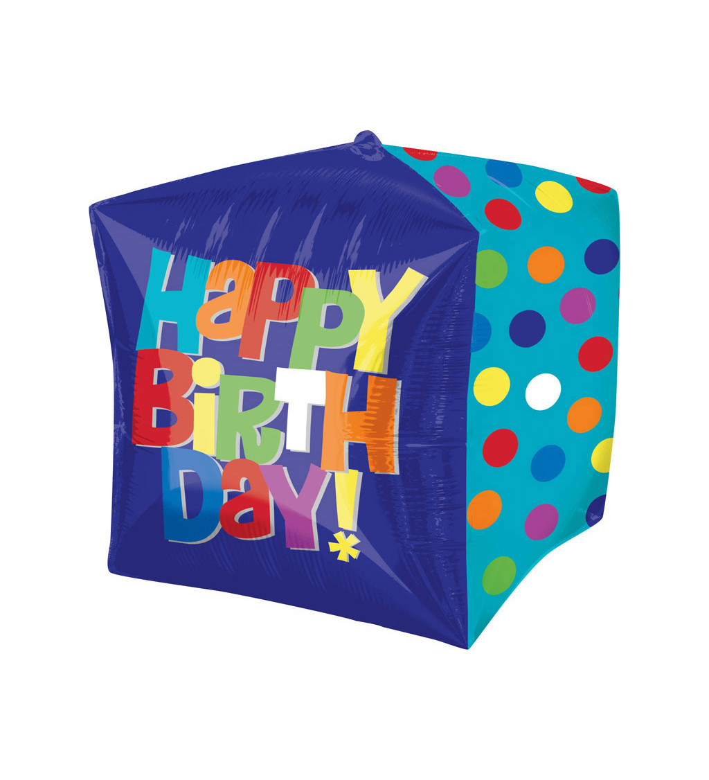 Balónek krychlový - Happy Birthday