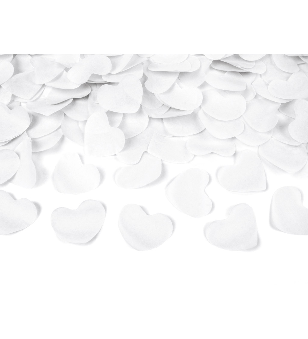 Vystřelovací konfety - bílé srdíčka