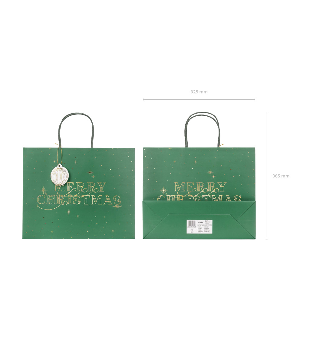 Dárková taška - Merry Christmas, zelená