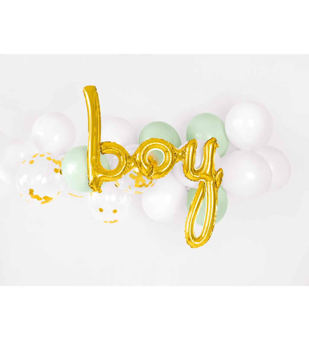 Fóliový zlatý balonek boy