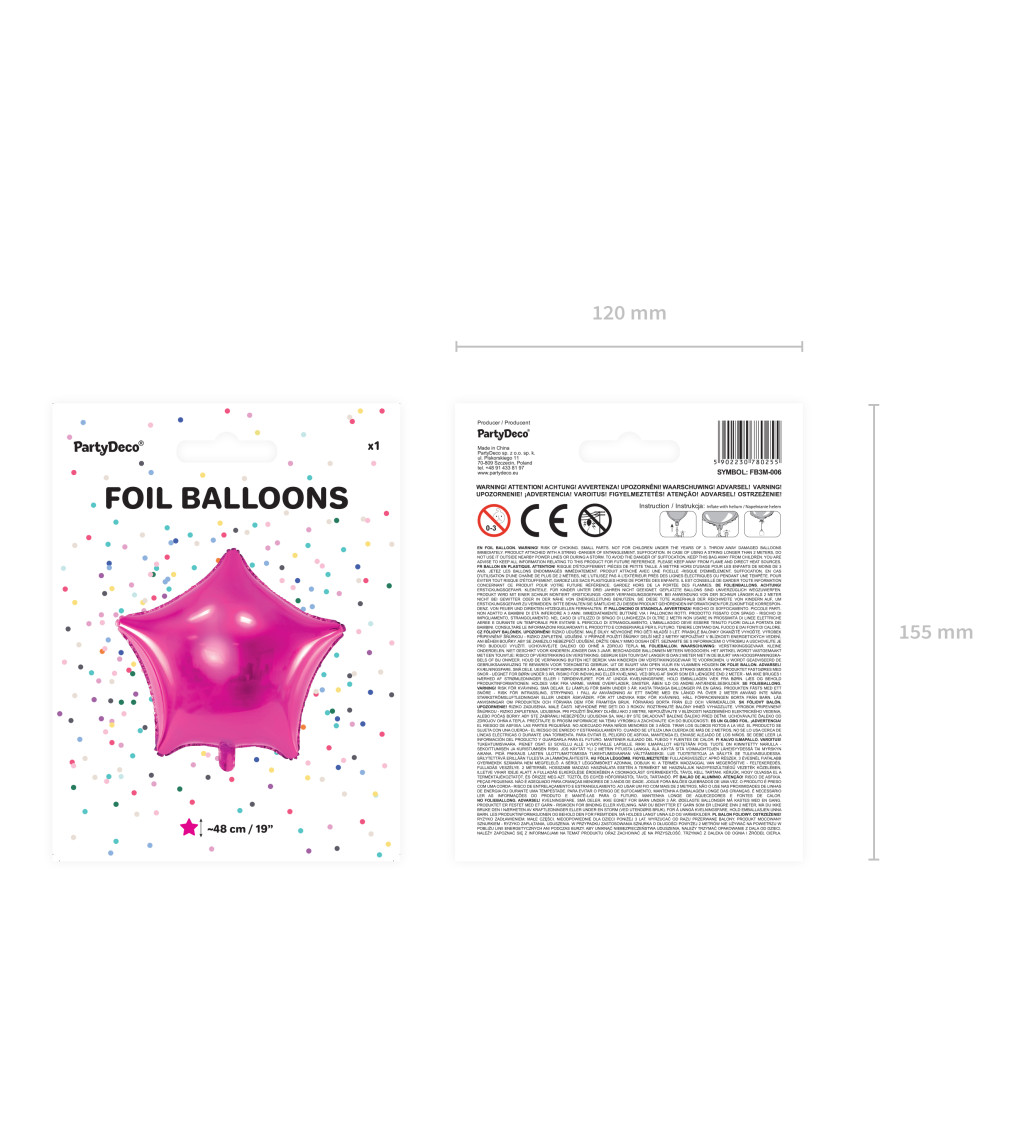 Metalický růžový balonek hvězda