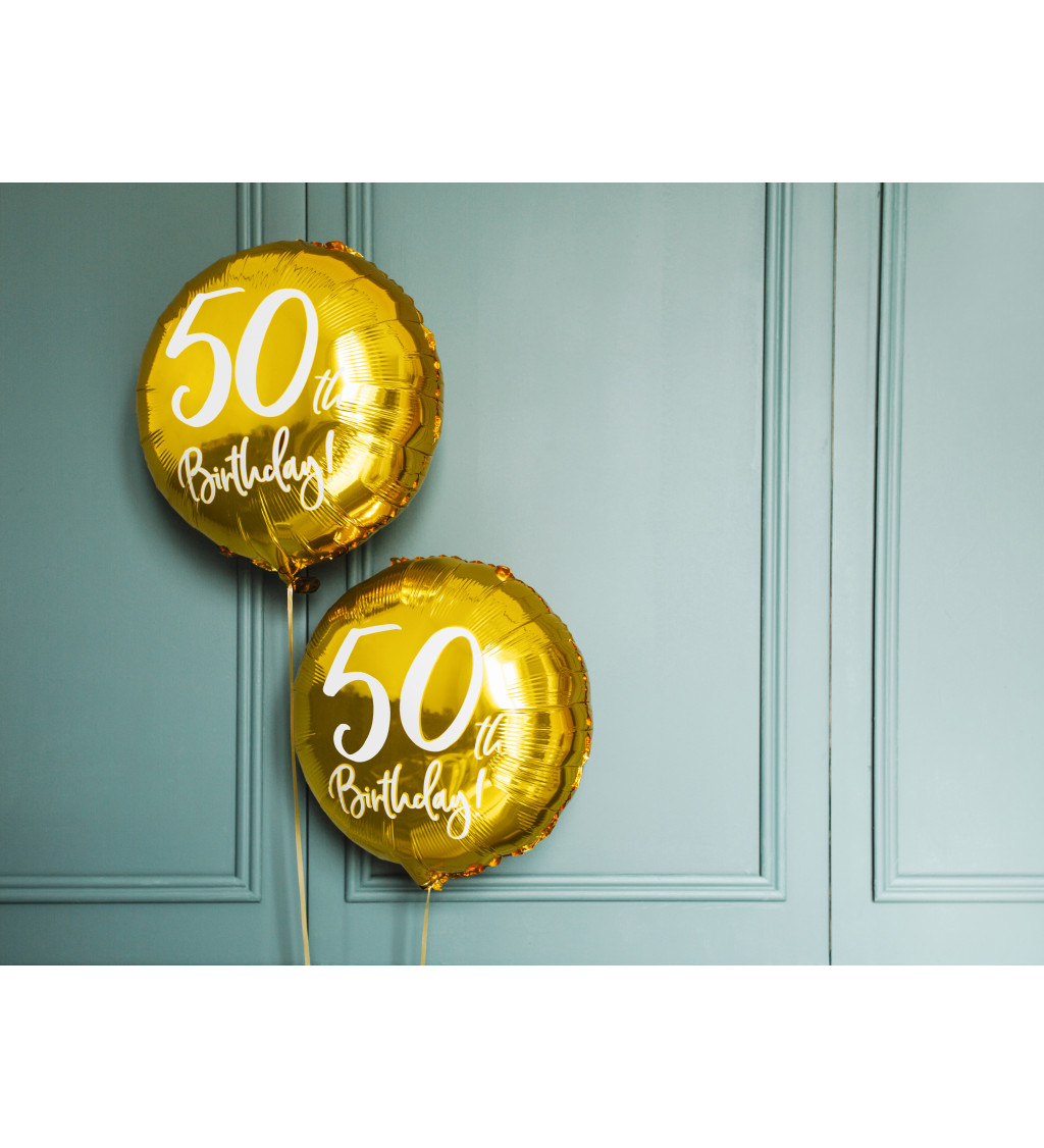 Fóliový zlatý balónek 50