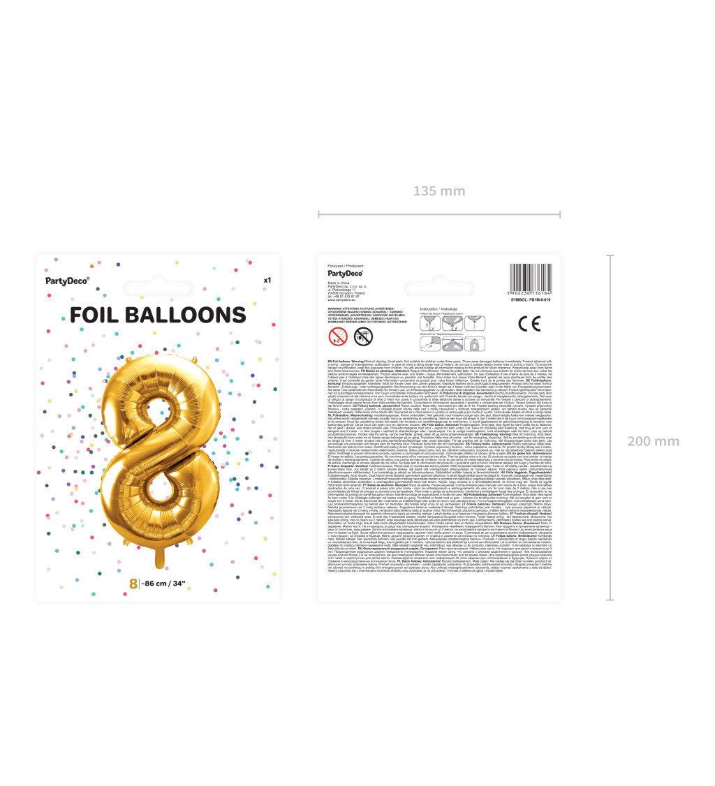 Fóliový balónek 8 - zlatá