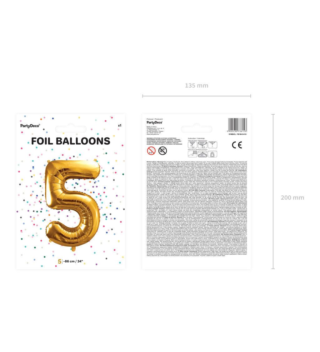 Balónek číslo 5 - zlatý