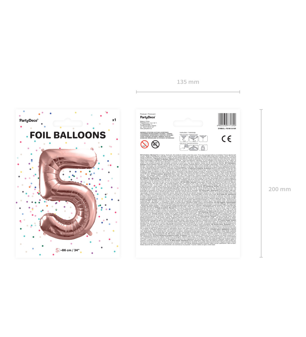 Balónek číslice 5