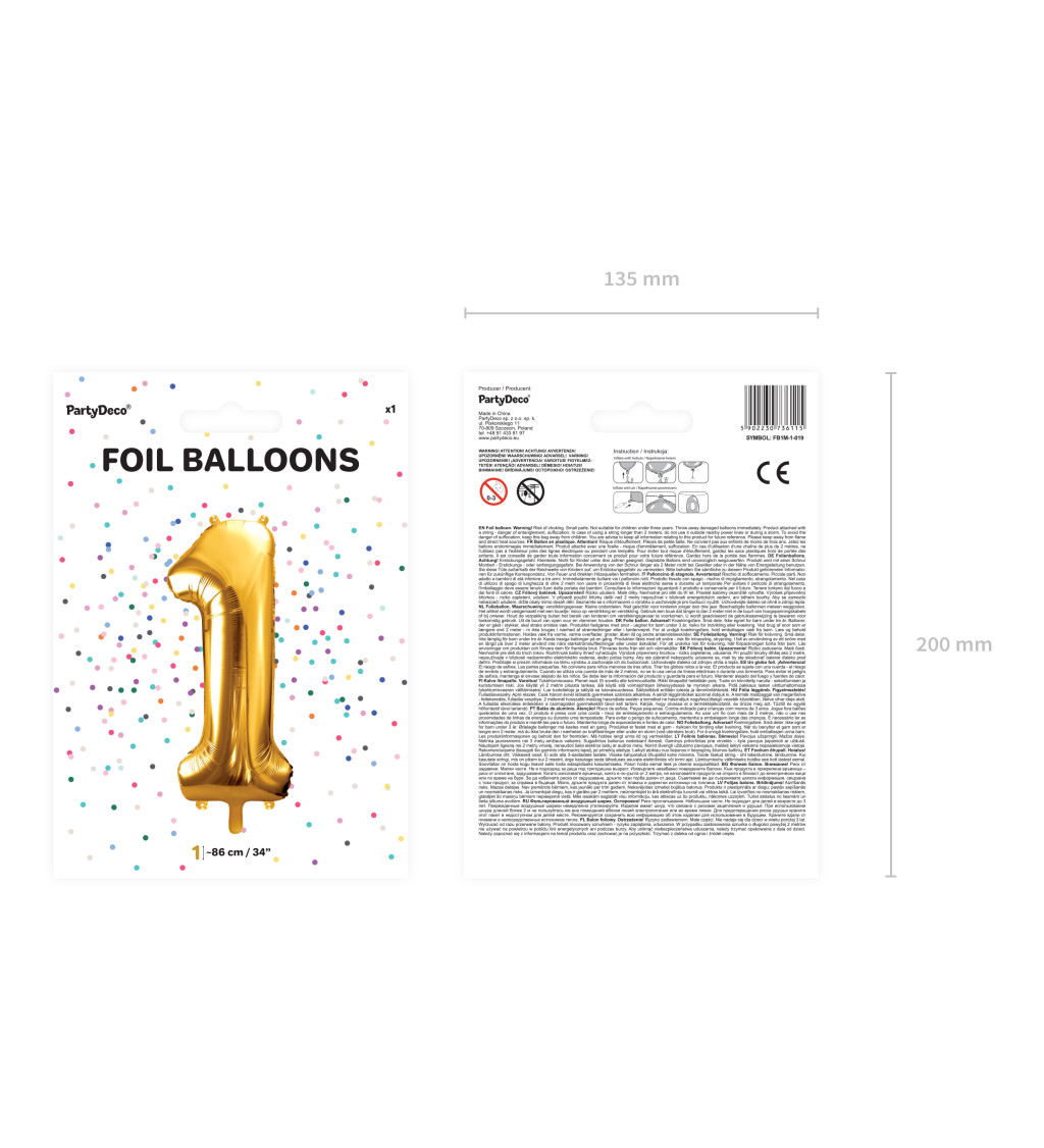 Fóliový zlatý balónek 1