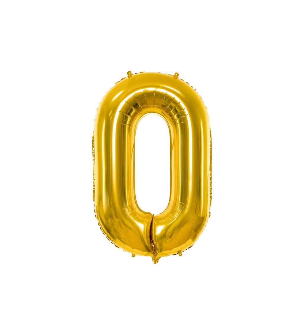 Fóliový zlatý balónek číslo 0