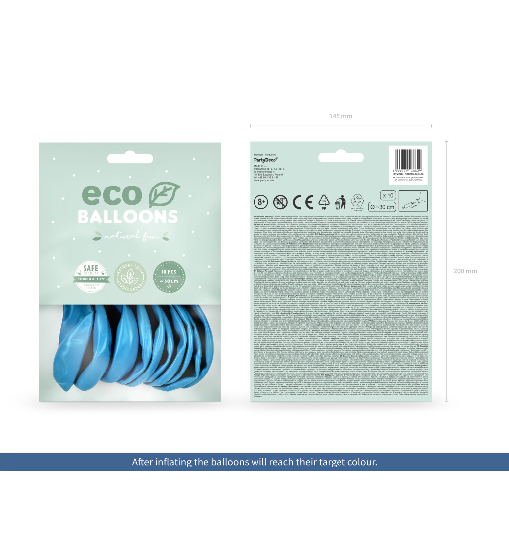 ECO metalické balónky - světle modré