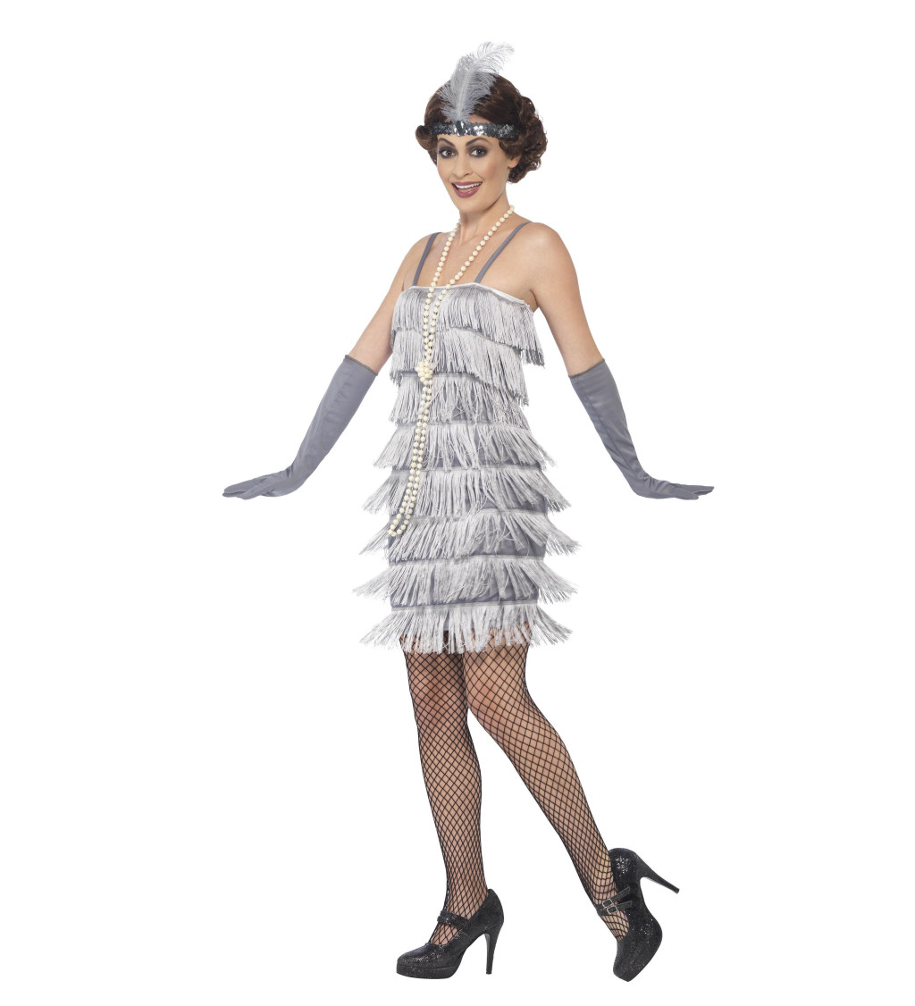 Stříbrný dámský kostým flapper
