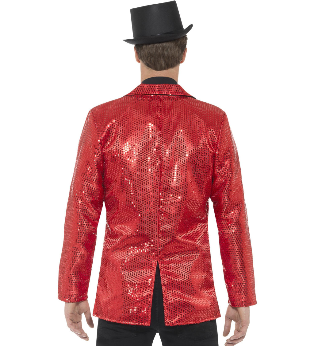 Pánské sako v červené barvě s flitry