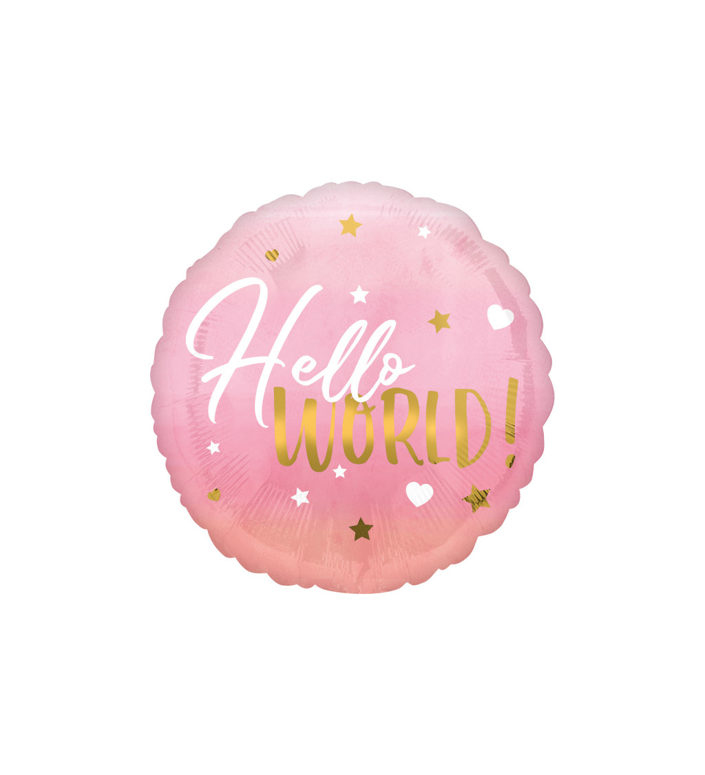 Růžový balónek Hello World!