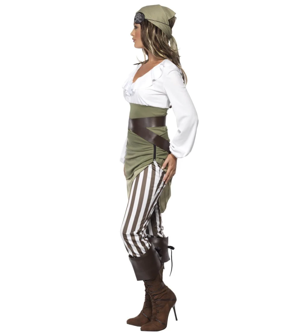 Kostým - Pirátka, pruhované legíny
