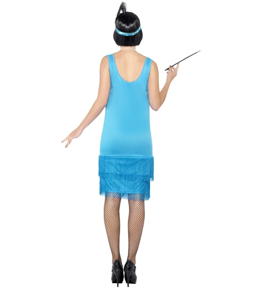 Kostým - Prohibice, modré třpytivé šaty