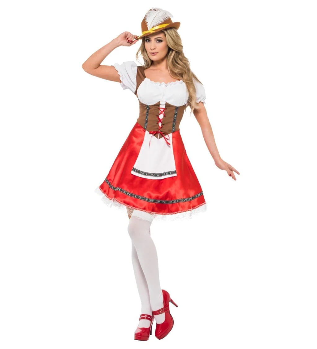 Kostým - Oktoberfest dámský, barva červená